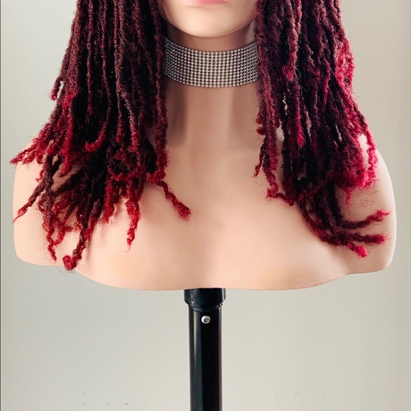 20” Heat Safe Synthetic Burgundy Dreadlock Wig - Picture 5 of 9